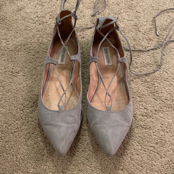 Steve Madden Gray lecrew lace up flats 9.5 - Picture 2 of 5